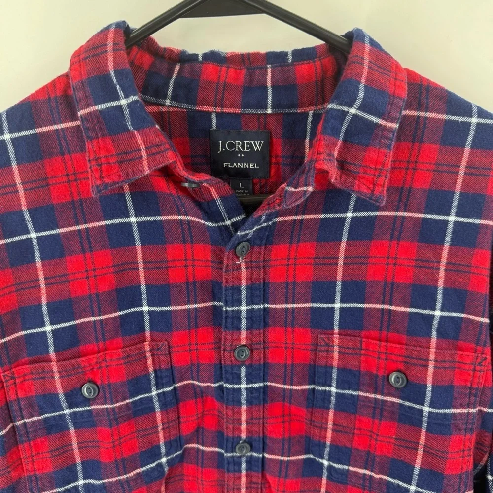 J. Crew‎ Flannel Red and Blue Casual Button Down Shirt